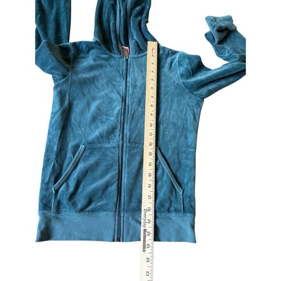 Juicy Couture Y2K Velour Hooded Full Zip Teal Jacket size S - Picture 5 of 10